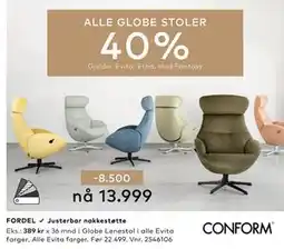 Skeidar Globe Lenestol i alle Evita farger tilbud