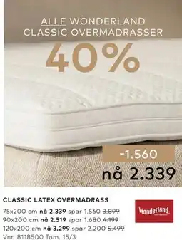 Skeidar CLASSIC LATEX OVERMADRASS tilbud