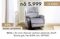 Skeidar Denver recliner elektrisk tilbud