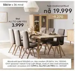 Skeidar Woodcraft bord 100x240 cm tilbud