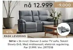 Skeidar Denver 2-seter TV sofa tilbud