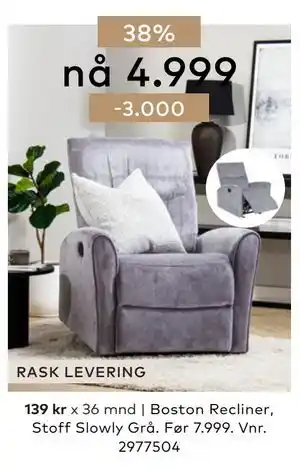 Skeidar Boston Recliner tilbud