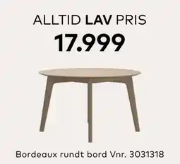 Skeidar Bordeaux rundt bord tilbud