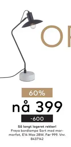 Skeidar Freya bordlampe tilbud