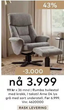 Skeidar Rumba hvilestol med krakk tilbud