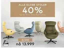 Skeidar ALLE GLOBE STOLER tilbud