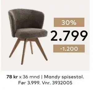 Skeidar Mandy spisestol tilbud
