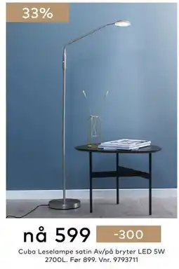 Skeidar Cuba Leselampe tilbud