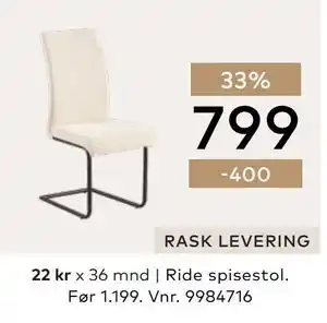 Skeidar Ride spisestol tilbud