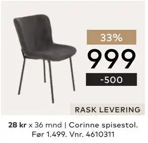 Skeidar Corinne spisestol tilbud