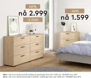 Skeidar Sofia kommode 3 skuffer tilbud