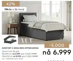 Skeidar KOMFORT 2 SENG MED OPPBEVARING tilbud