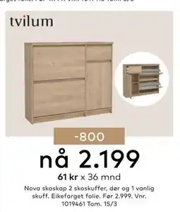 Skeidar Nova skoskap 2 skoskuffer tilbud