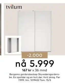 Skeidar Bergamo garderobeskap Skyvedørsgarderobe tilbud