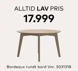 Skeidar Bordeaux rundt bord tilbud