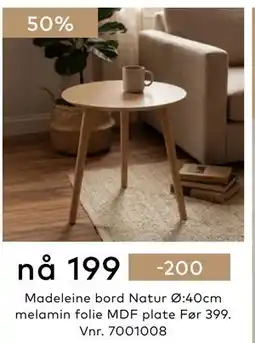 Skeidar Madeleine bord tilbud