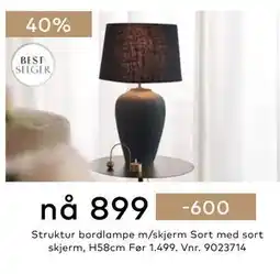 Skeidar Struktur bordlampe m/skjerm tilbud
