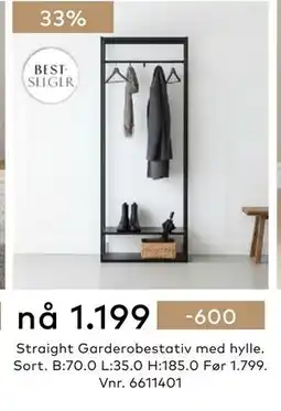 Skeidar Straight Garderobestativ med hylle tilbud