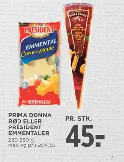 Meny Prima donna rød eller président emmentaler tilbud