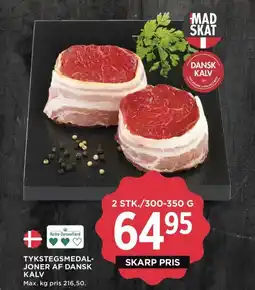 Meny Tykstegsmedal- joner af dansk kalv tilbud
