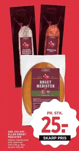 Meny Gøl salami eller røget medister tilbud