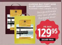 Meny Kamona bay pinot noir eller chardonnay tilbud