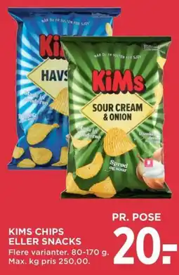 Meny Kims chips eller snacks tilbud