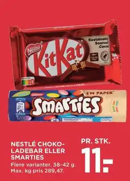 Meny Nestlé choko- ladebar eller smarties tilbud