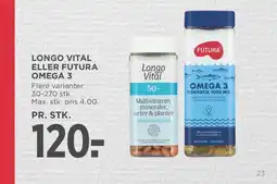 Meny Longo vital eller futura omega 3 tilbud