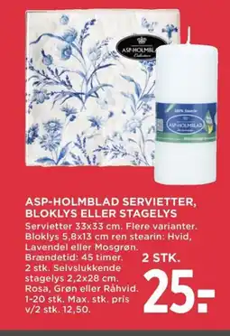 Meny Asp-holmblad servietter, bloklys eller stagelys tilbud