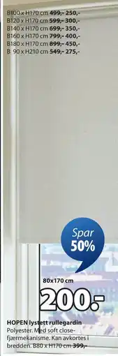 JYSK HOPEN lystett rullegardin tilbud