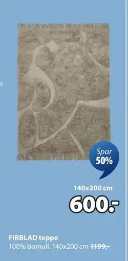 JYSK FIRBLAD teppe tilbud