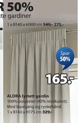 JYSK ALDRA lystett gardin tilbud