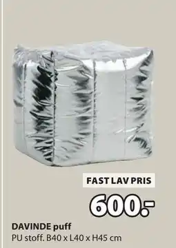 JYSK DAVINDE puff tilbud