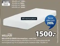 JYSK WELLPUR GLOMMA skummadrass - svært fast tilbud