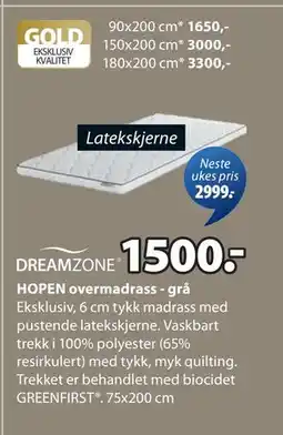 JYSK HOPEN overmadrass - grå tilbud