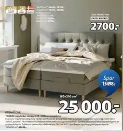 JYSK TONDRA regulerbar seng grå-23 + RESA overmadrass tilbud