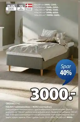 JYSK FJELNA F rammemadrass + MURU overmadrass tilbud