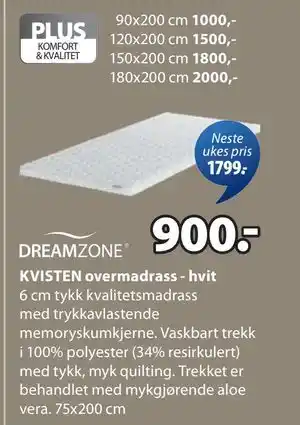 JYSK KVISTEN overmadrass - hvit tilbud