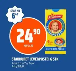 Coop Obs STABBURET LEVERPOSTEI 6 STK tilbud