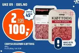 Coop Obs COOP/SKJEGGERØD KJØTTDEIG tilbud