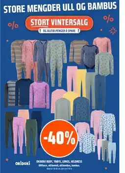 Coop Obs OKIDOKI BODY, TRØYE, LONGS, HELDRESS tilbud
