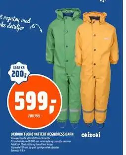 Coop Obs OKIDOKI FLORØ VATTERT REGNDRESS BARN tilbud