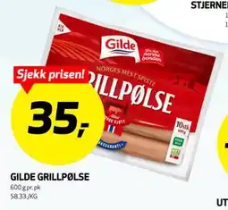 Bunnpris GILDE GRILLPØLSE tilbud