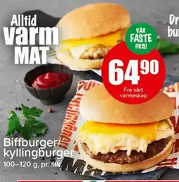 Spar Biffburger/kyllingburger tilbud