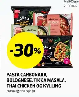 Bunnpris Pasta Carbonara. Bolognese. Tikka Masala. Thai Chicken og Kylling tilbud