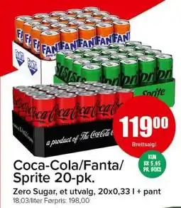 Spar Coca-Cola/Fanta/Sprite 20-pk tilbud