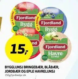 Bunnpris BYGGLUNSJ BRINGEBÆR, BLÅBÆR, JORDBÆR OG EPLE HAVRELUNSJ tilbud