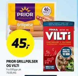 Bunnpris PRIOR GRILLPØLSER OG VILTI tilbud