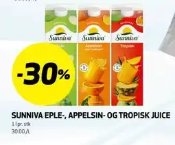 Bunnpris SUNNIVA EPLE-, APPELSIN- OG TROPISK JUICE tilbud